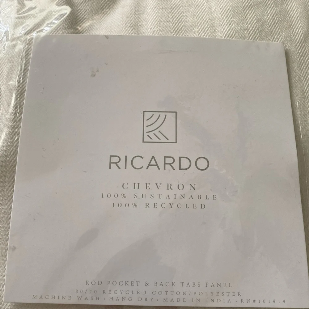 RICARDO Chevron rod pocket back tab panel curtain 48 x 45 sustainable 80/20